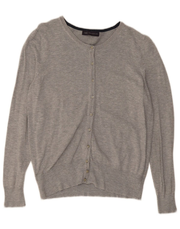 Marks & Spencer Pull cardigan pour femme UK 16 Large Viscose mouchetée gris