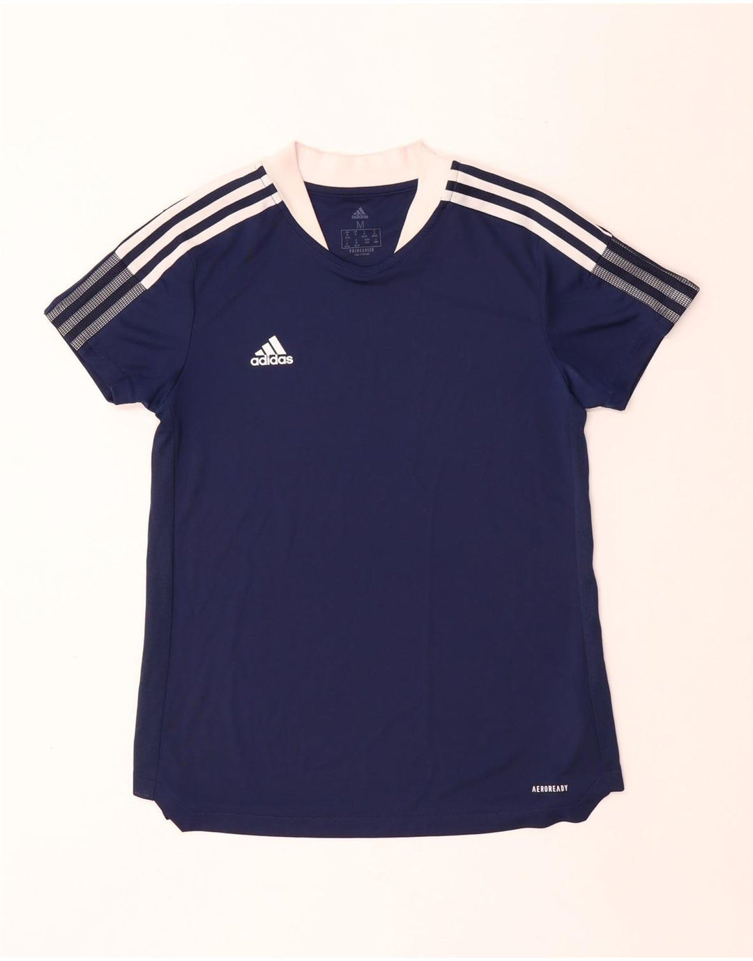 ADIDAS Femmes Aeroready T-Shirt Top UK 12/14 Bleu Marine Moyen Polyester