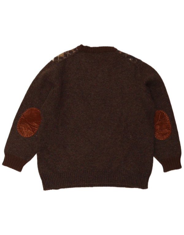 Trussardi Pull Col Rond Homme Large Marron Argyle/Diamant