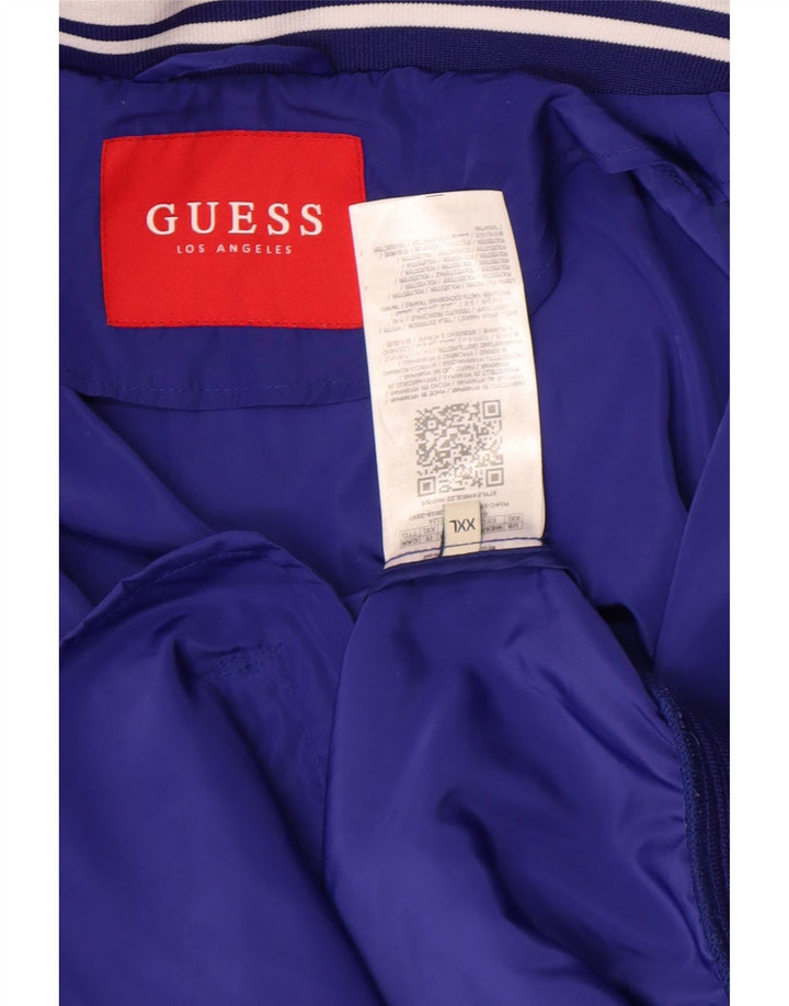 Guess Veste de survêtement pour homme 2XL Bleu Colorblock Polyester