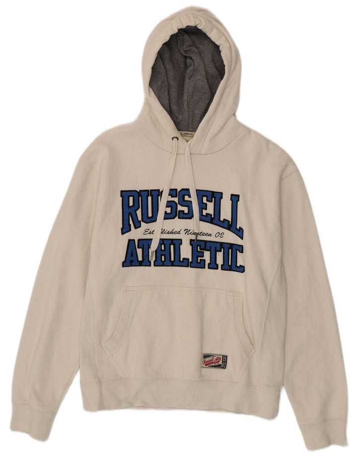 RUSSELL ATHLETIC Pull à capuche graphique pour homme en coton blanc moyen