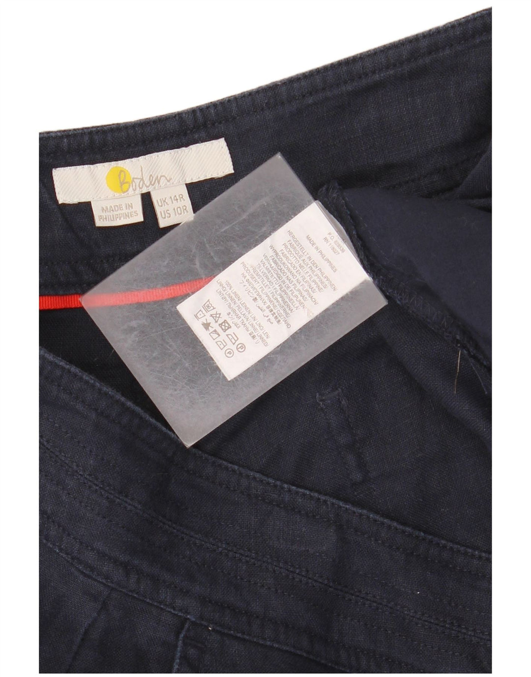 BODEN Pantalon court à jambe large pour femme UK 14 Large W34 L25 Bleu marine Lin