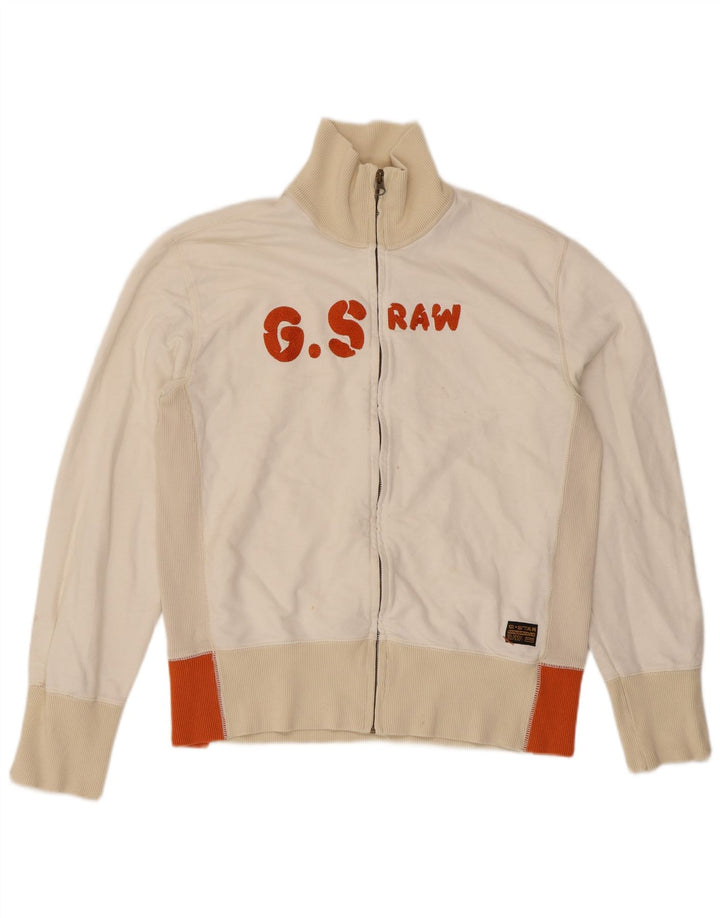 G-Star Veste de survêtement graphique pour hommes, grand, en coton color block blanc