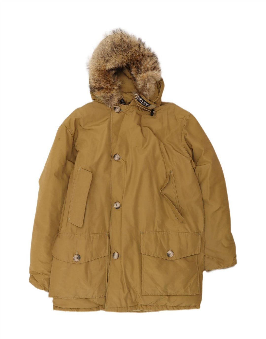 Woolrich Manteau rembourré à capuche pour homme UK 38 Coton beige moyen
