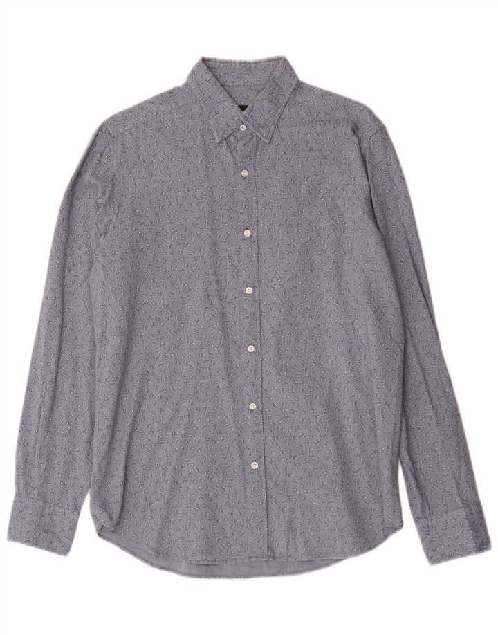 Massimo Dutti Chemise à Motifs Abstraits Homme Bleu Moyen en Coton Floral