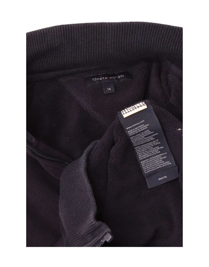 TOMMY HILFIGER Boys Hooded Fleece Jacket 15-16 Years Navy Blue Polyester