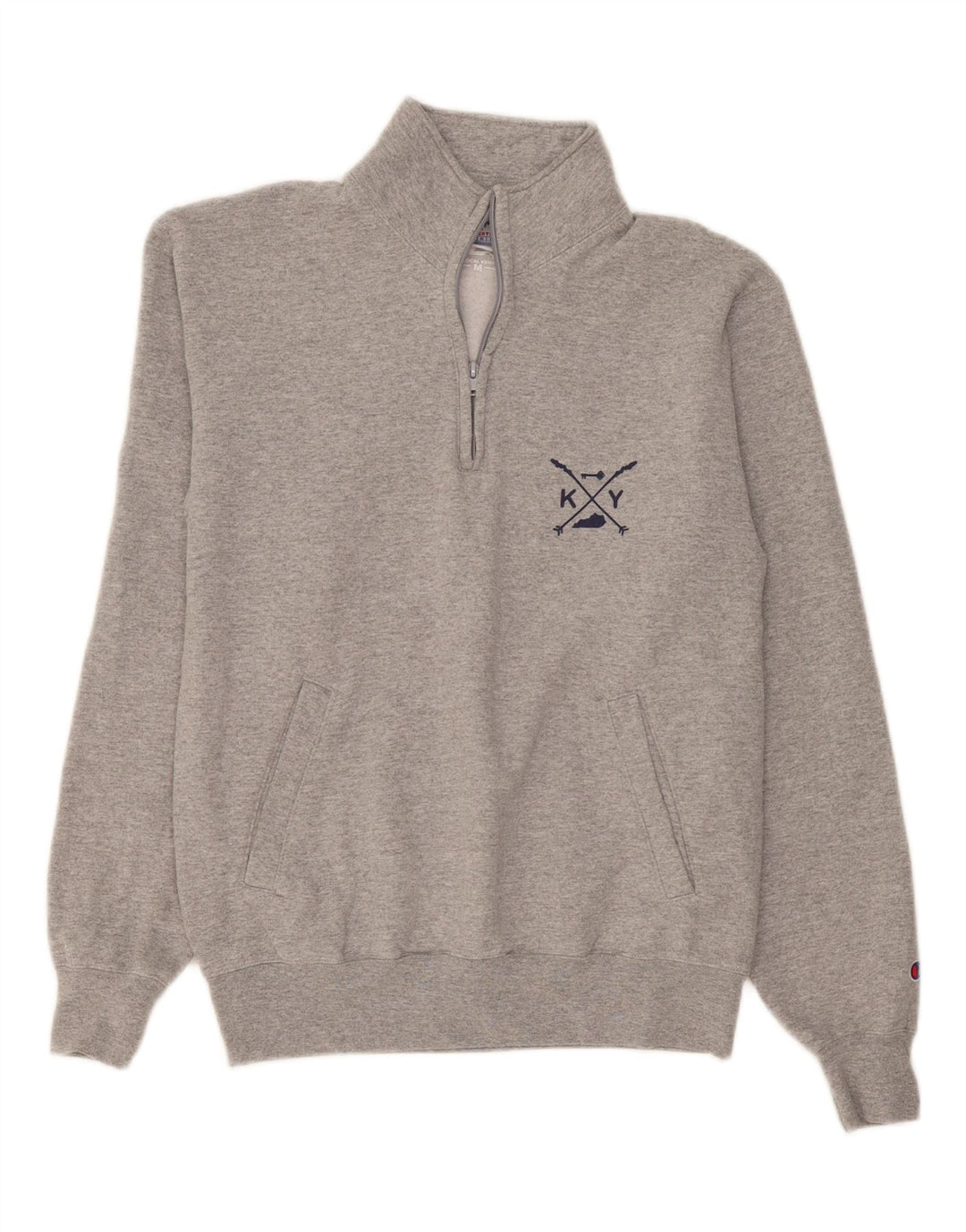 Champion Sweat-Shirt Col Zippé Homme Gris Moyen Coton