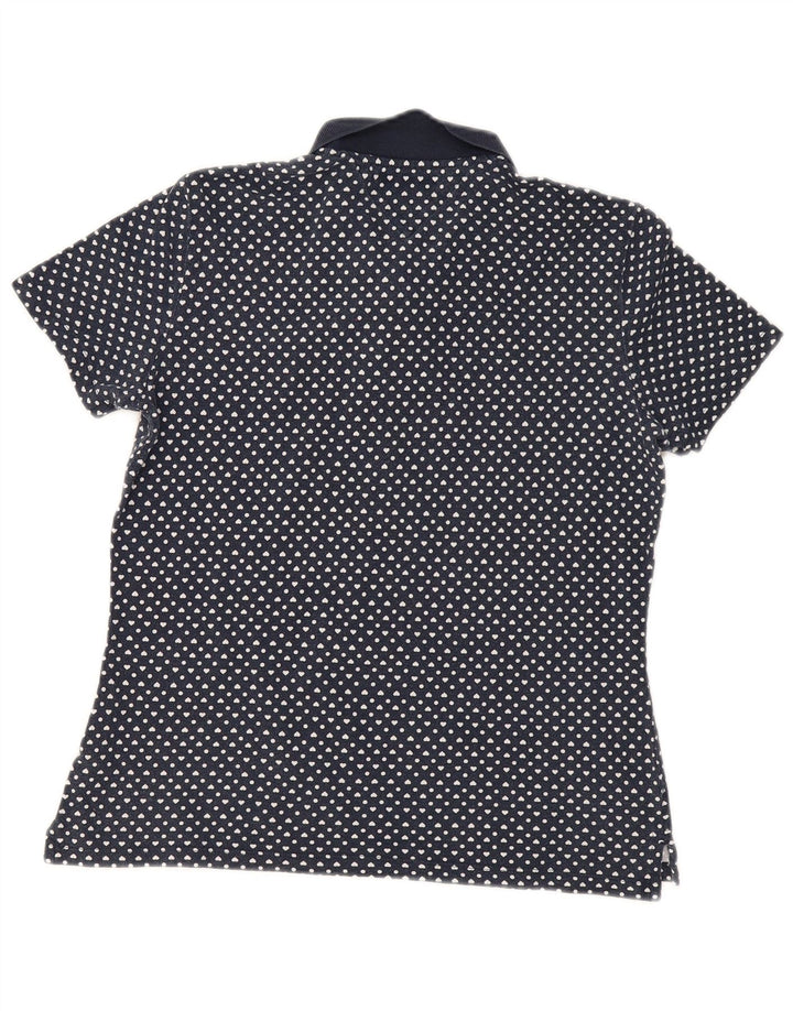 TOMMY HILFIGER Polo Femme UK 12 Medium Navy Blue Spotted