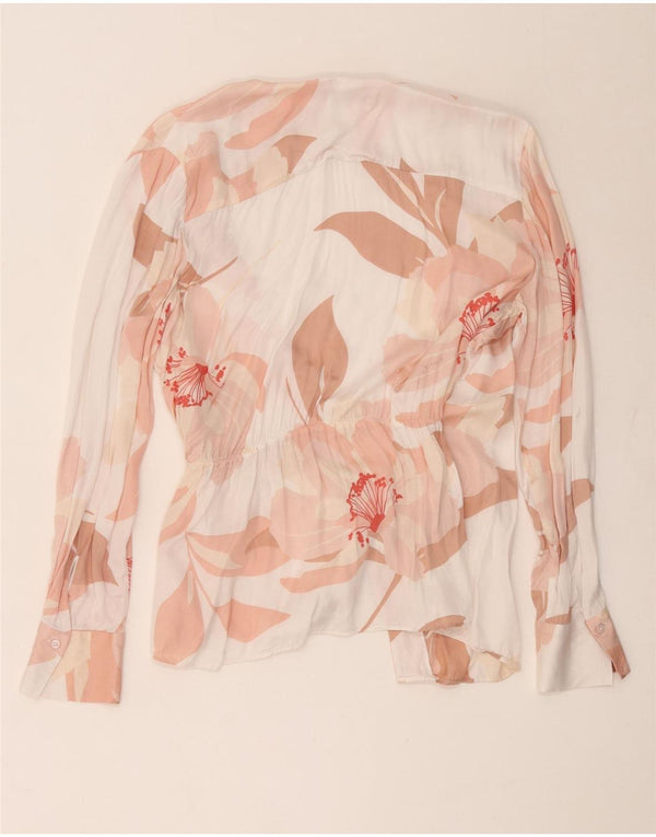 Massimo Dutti Chemisier portefeuille pour femme EU 42 Grande viscose florale blanche