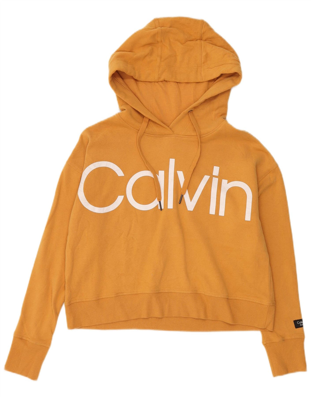 CALVIN KLEIN Pull à capuche court surdimensionné pour femme UK 10 Petit Jaune