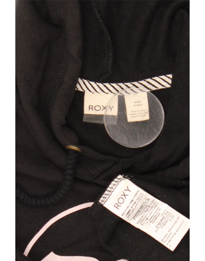Roxy Pull à capuche graphique pour femme UK 14 Coton noir moyen