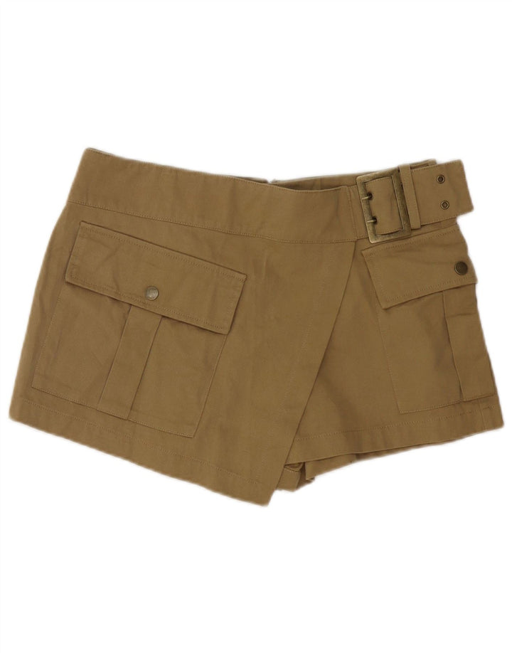 Zara Short Cargo Femme Moyen W28 Kaki Coton