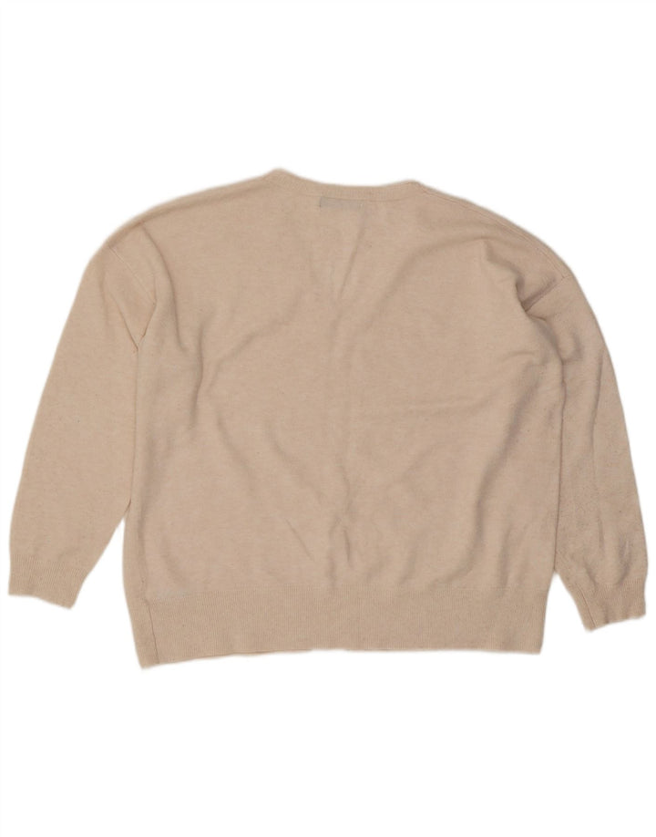 Marks & Spencer Pull surdimensionné à col en V pour femme UK 16 Large Beige