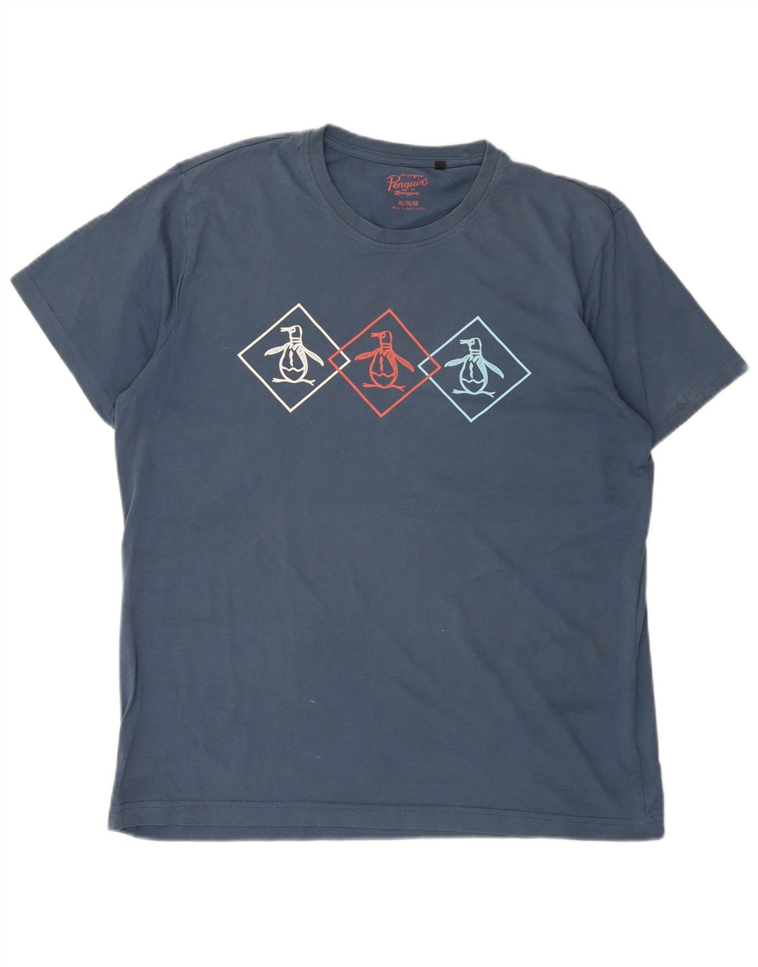 Penguin T-Shirt Graphique Homme Top XL Bleu Coton