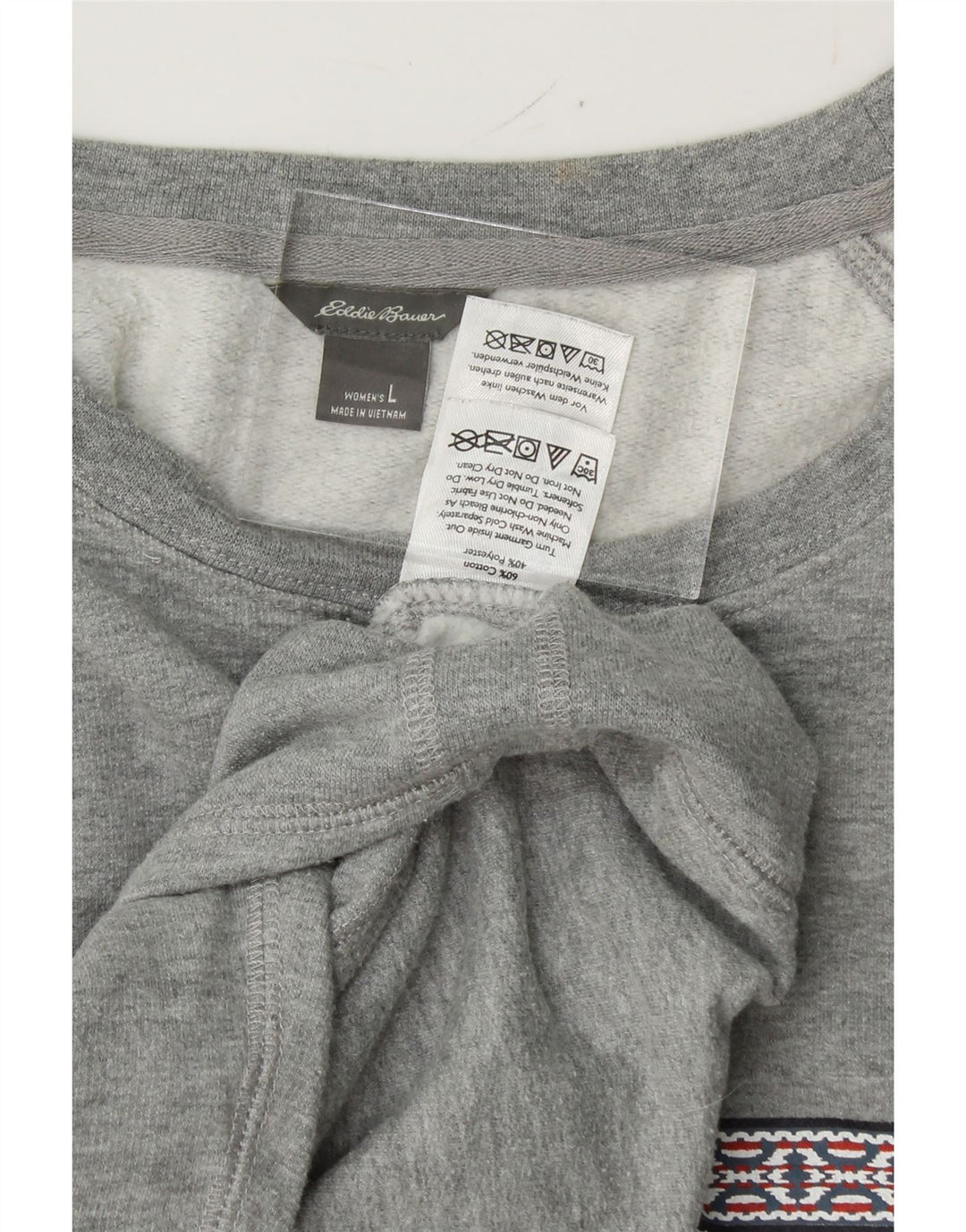 EDDIE BAUER Womens Graphic Sweatshirt Jumper UK 16 Large Grey Cotton Vintage Eddie Bauer and Second-Hand Eddie Bauer from Messina Hembry 