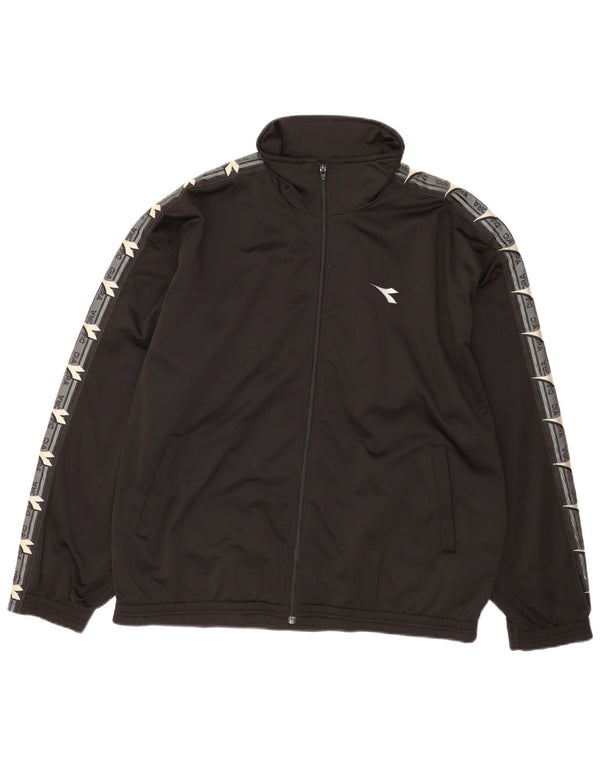 Diadora Veste de survêtement graphique pour hommes UK 46 XL Noir Colourblock