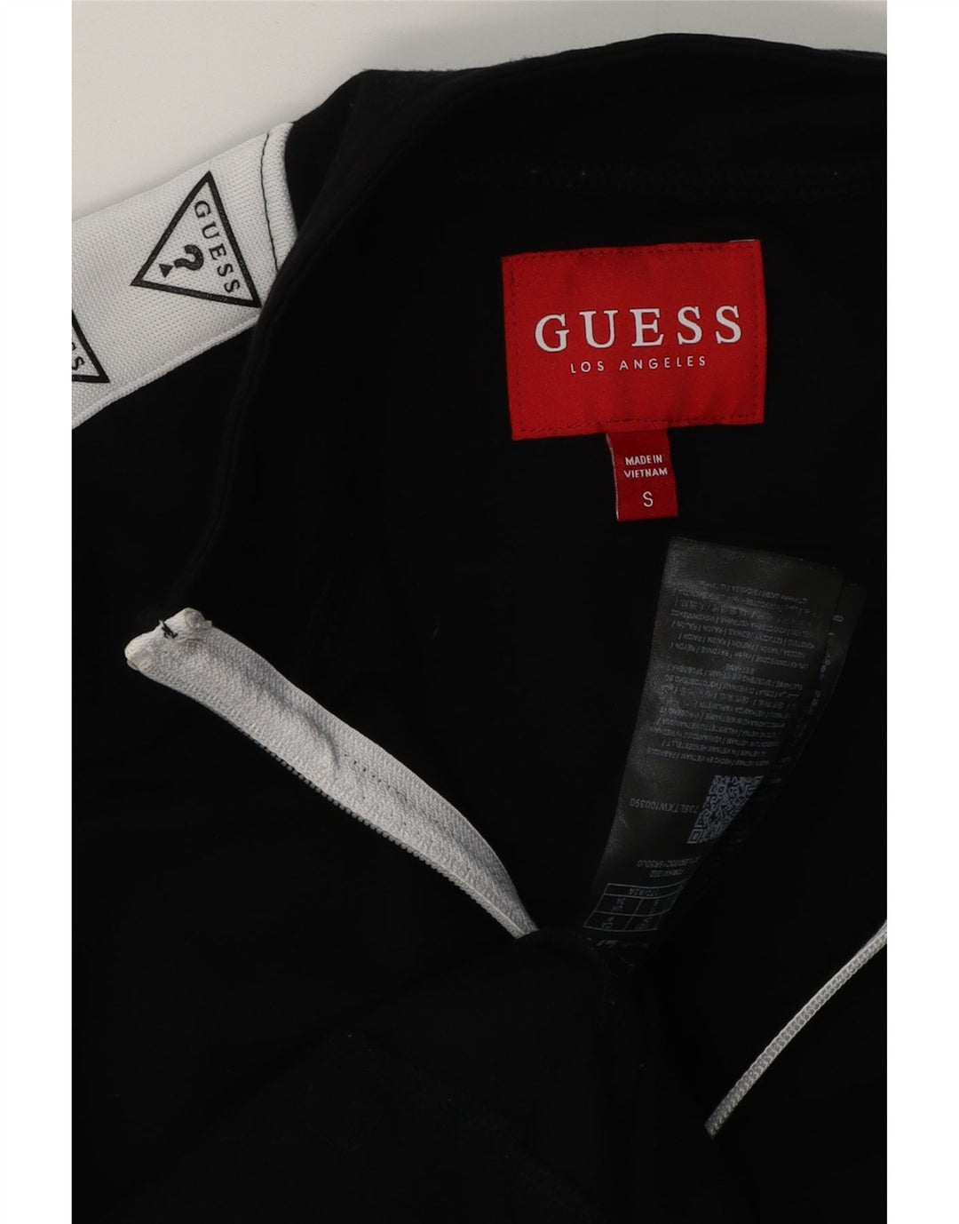 GUESS Veste de survêtement graphique pour homme, petite taille, rayonne color block noire