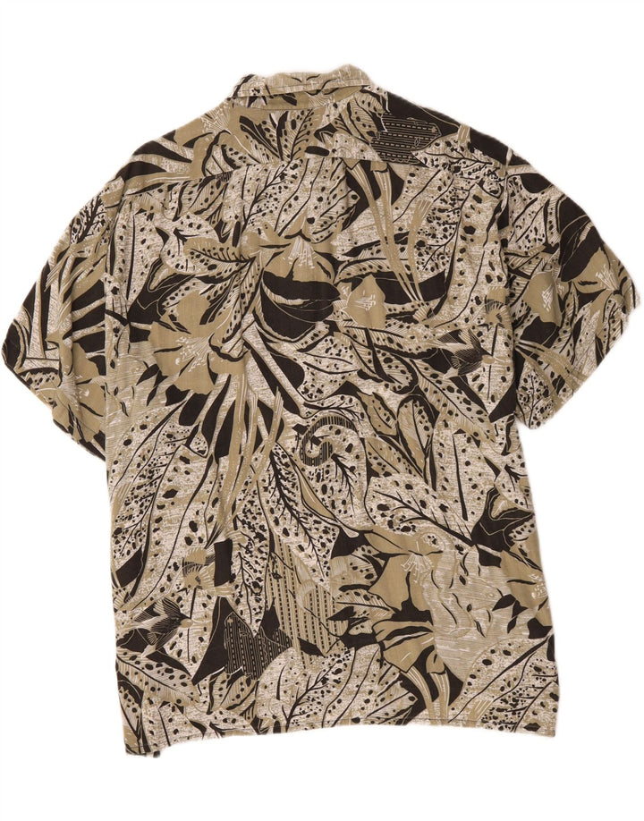 INSPIRED  Mens Abstract Pattern Short Sleeve Shirt XL Khaki Viscose