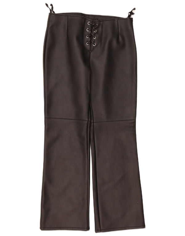 vintage Womens Bootcut Faux Cuir Pantalon UK 16 Large W32 L31 Noir