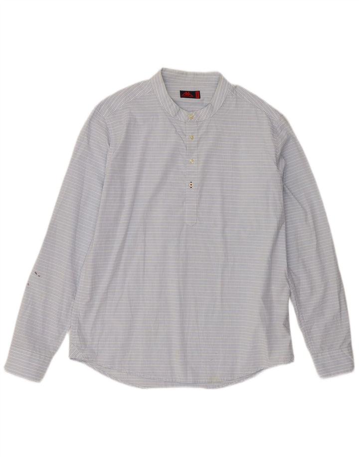 Kappa Chemise pull pour homme en coton à fines rayures bleues