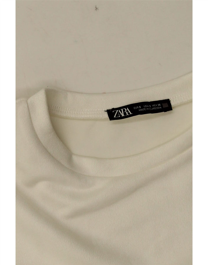 ZARA Robe droite pour femme UK 10 Petit motif floral blanc