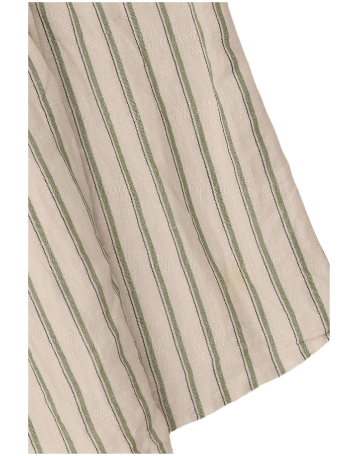 Chemise Zara Homme Lin Rayé Blanc Moyen