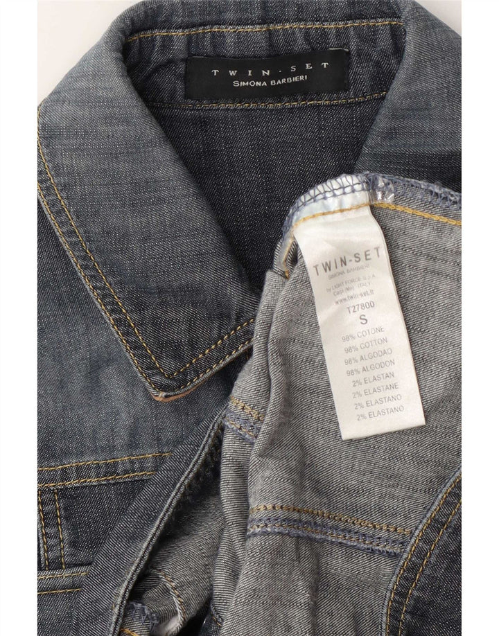 Simona Barbieri Veste en jean Twin-Set pour femme UK 10 Petit coton bleu