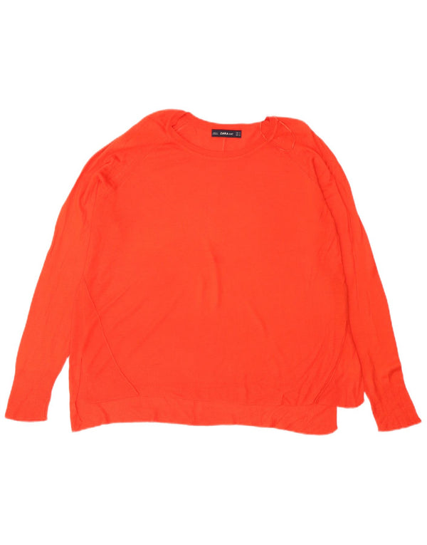 Zara Pull surdimensionné à col bateau pour femme UK 14 Viscose orange moyen