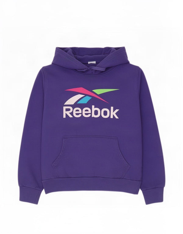 Reebok Pull à capuche graphique pour femme UK 14 Large Violet Coton