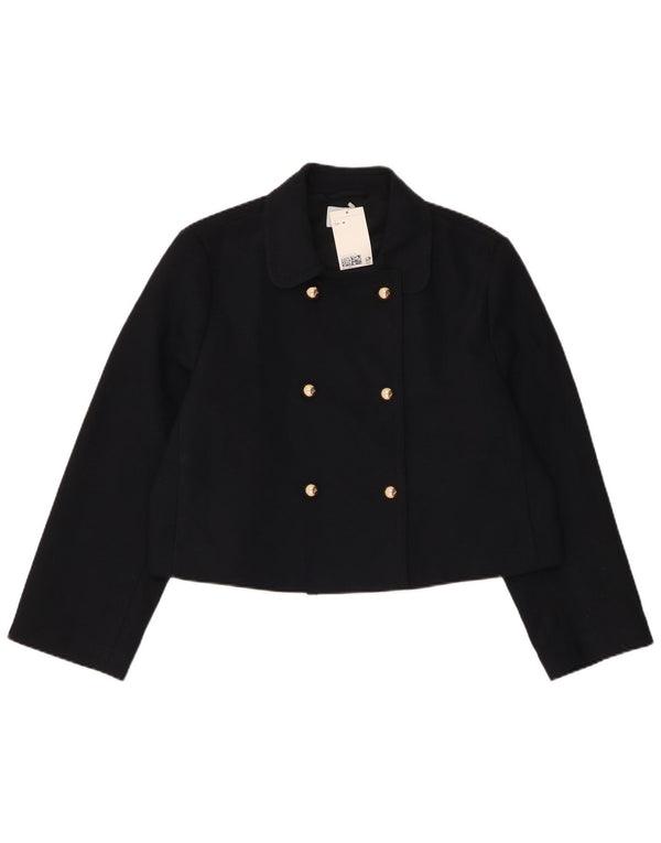 H&M Veste blazer surdimensionnée à double boutonnage pour femme UK 14 Bleu marine moyen