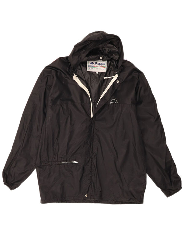 Kappa Veste de pluie à capuche graphique pour homme UK 38 Medium Black Colourblock Nylon