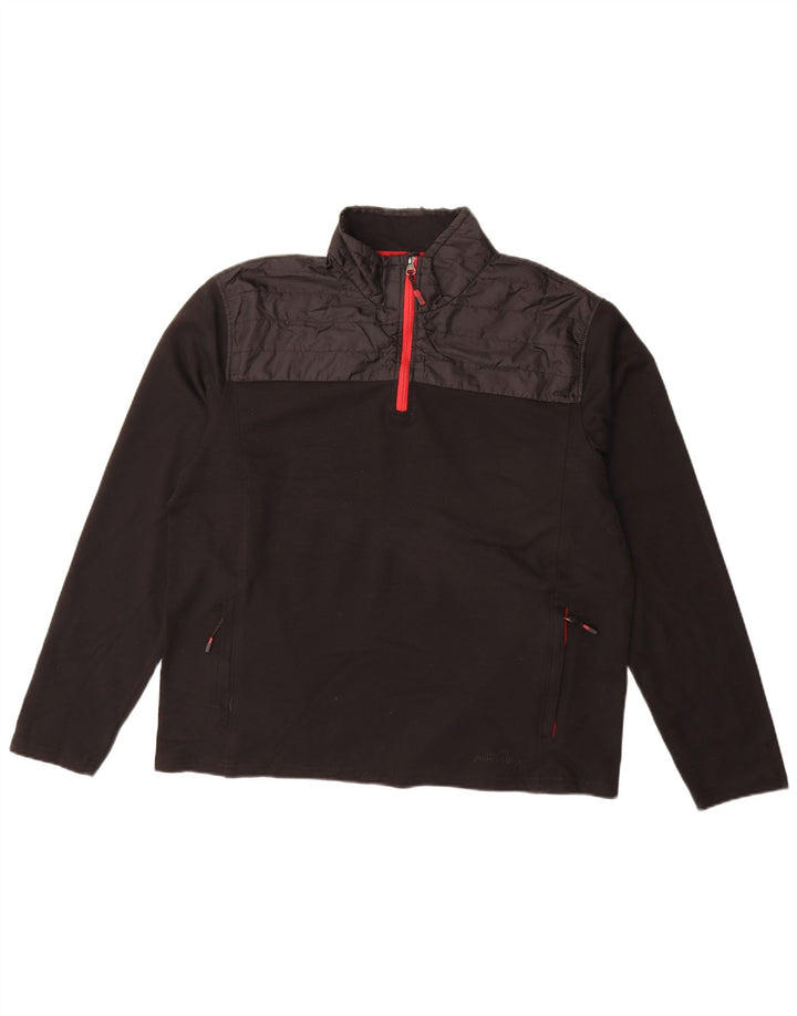 Eddie Bauer Sweat-shirt à col zippé pour homme XL Noir Polyester