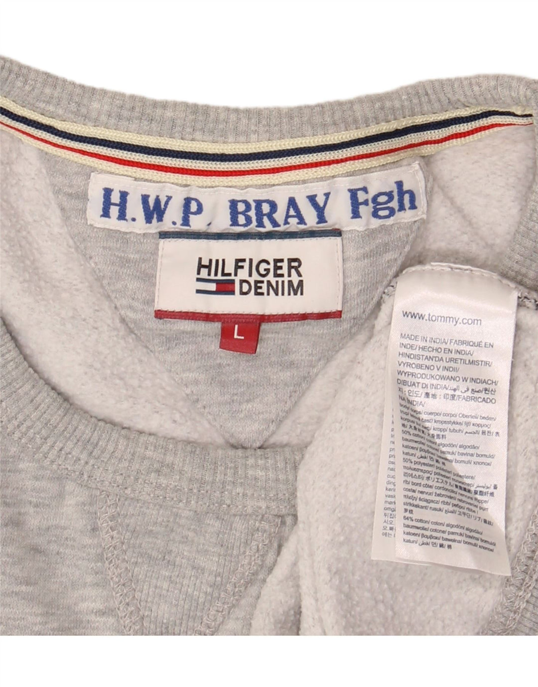 Tommy Hilfiger Sweat-shirt graphique pour homme en coton gris Taille L