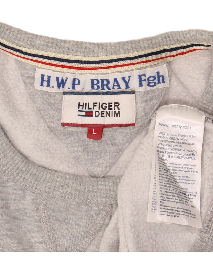 Tommy Hilfiger Sweat-shirt graphique pour homme en coton gris Taille L