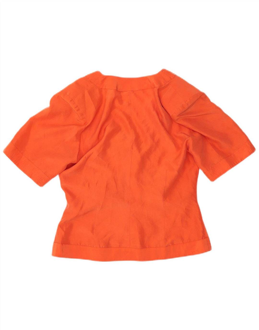 VINTAGE Chemisier chemise à manches courtes femme UK 12 Orange moyen