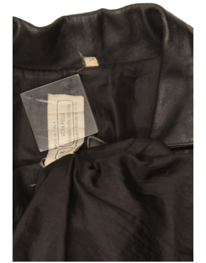 manteau en cuir femme vintage UK 18 XL Cuir Noir
