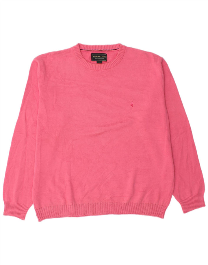 Marlboro Classics Pull à col rond pour homme en coton rose Taille L