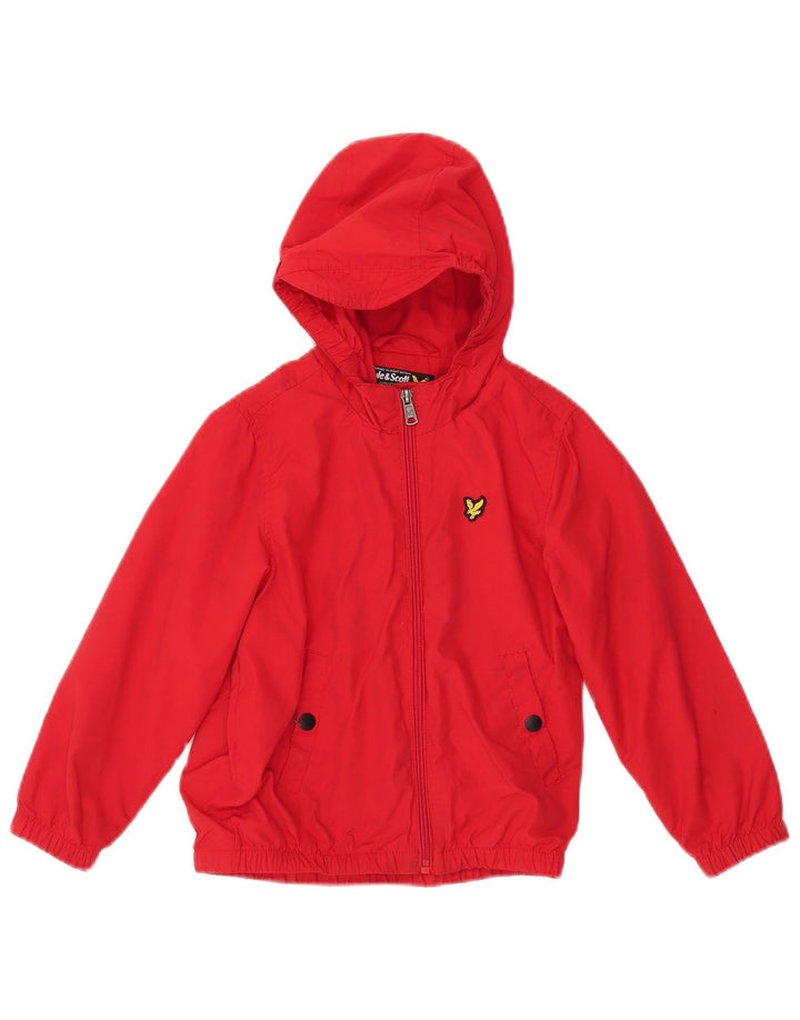 Lyle & Scott Veste coupe-vent à capuche pour garçon 5-6 ans Rouge Coton