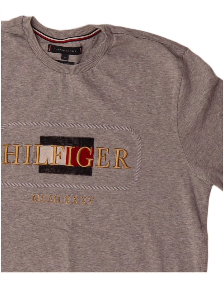 Tommy Hilfiger T-Shirt Graphique Homme Gris Moyen Coton