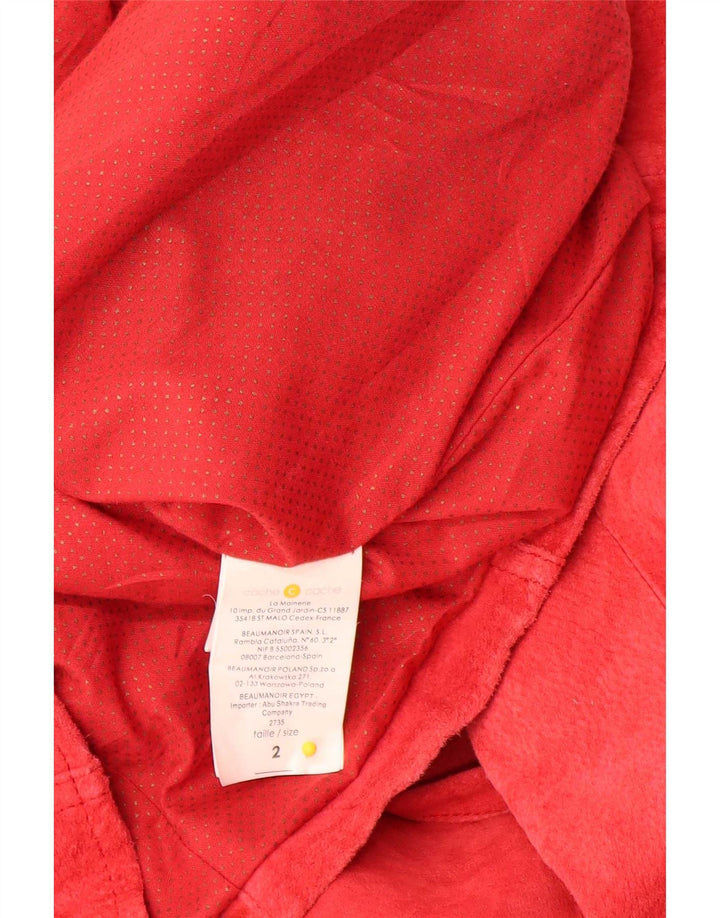 Cache Veste En Daim Femme US 2 XS Cuir Rouge