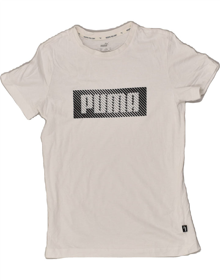 PUMA Boys Graphic T-Shirt Top 11-12 Years White Cotton | Vintage Puma | Thrift | Second-Hand Puma | Used Clothing | Messina Hembry 