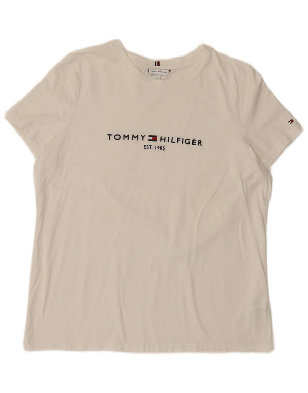 Tommy Hilfiger T-shirt graphique pour femme UK 20 2XL Blanc Coton