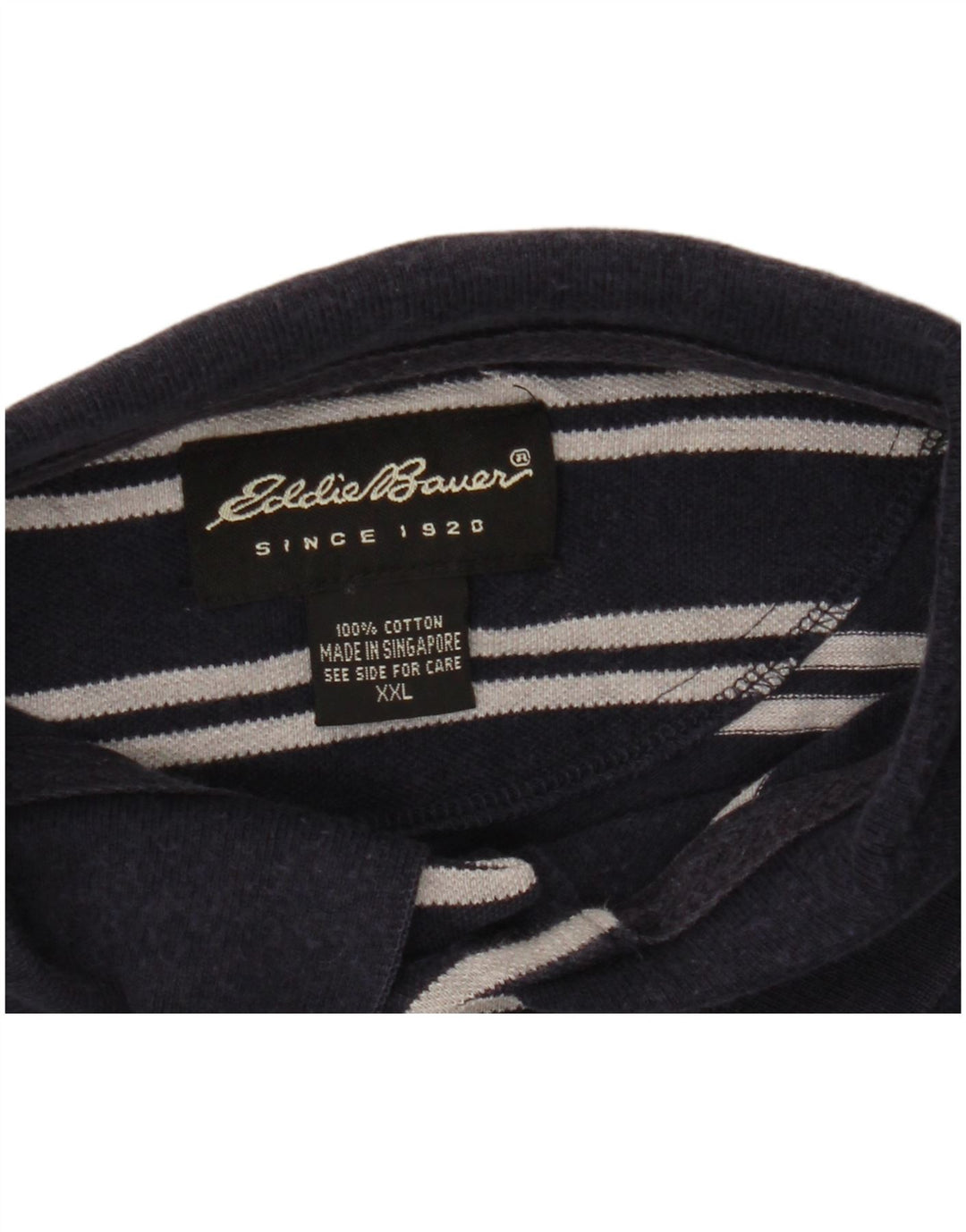 Eddie Bauer Polo Homme 2XL Bleu Marine Rayé Coton