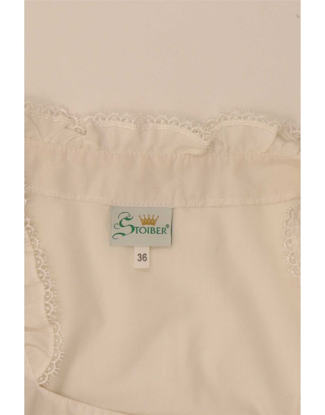 STOIBER Femmes Trachten Crop Top EU 36 Petit Blanc Polyester