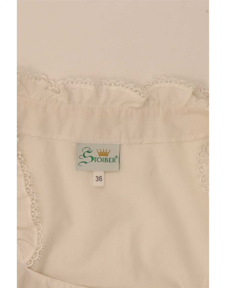STOIBER Femmes Trachten Crop Top EU 36 Petit Blanc Polyester