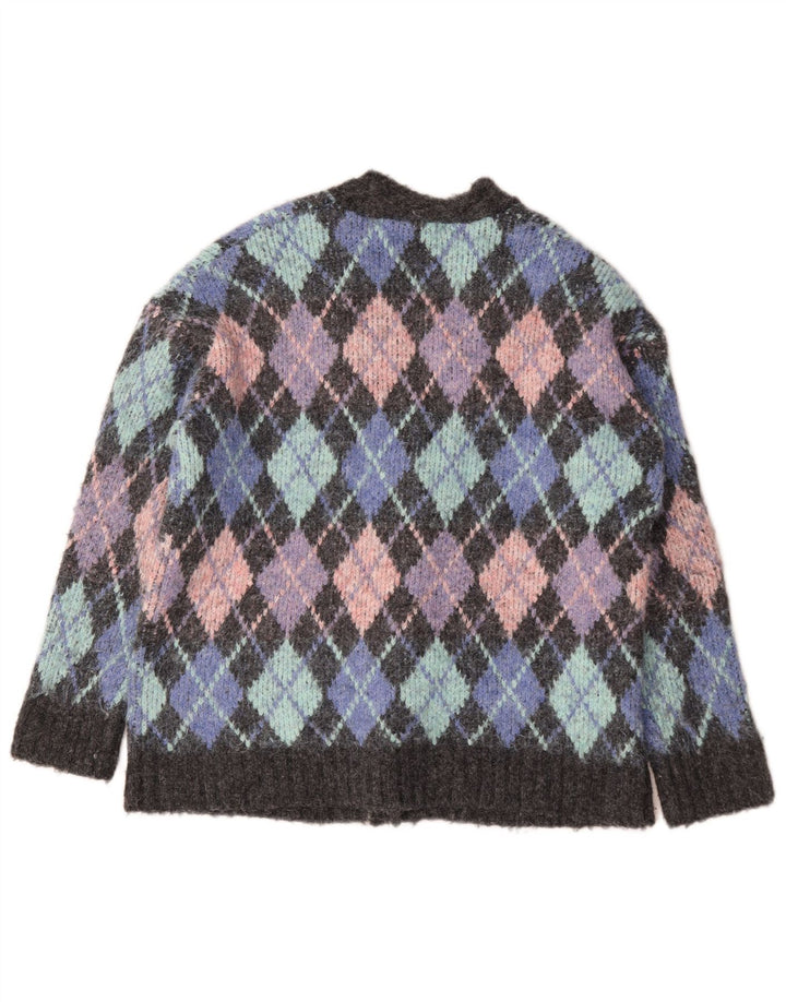 Zara Cardigan Femme Pull UK 10 Petit Argyle/Diamant Multicolore