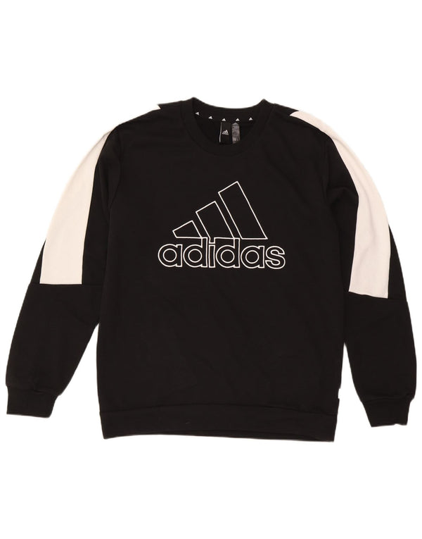 Adidas Sweat-shirt graphique pour homme en coton color block noir moyen