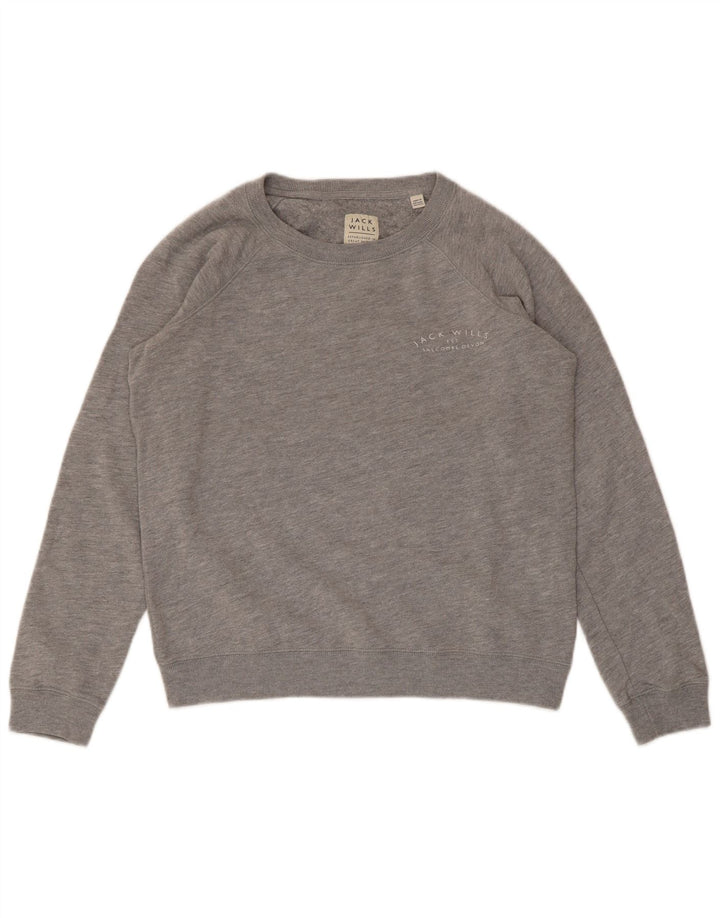 Jack Wills Sweat-shirt pour femme UK 12 Gris moyen Coton