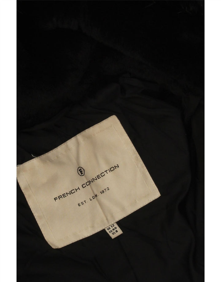 French Connection Manteau rembourré à capuche pour femme UK 12 Medium Noir Polyester