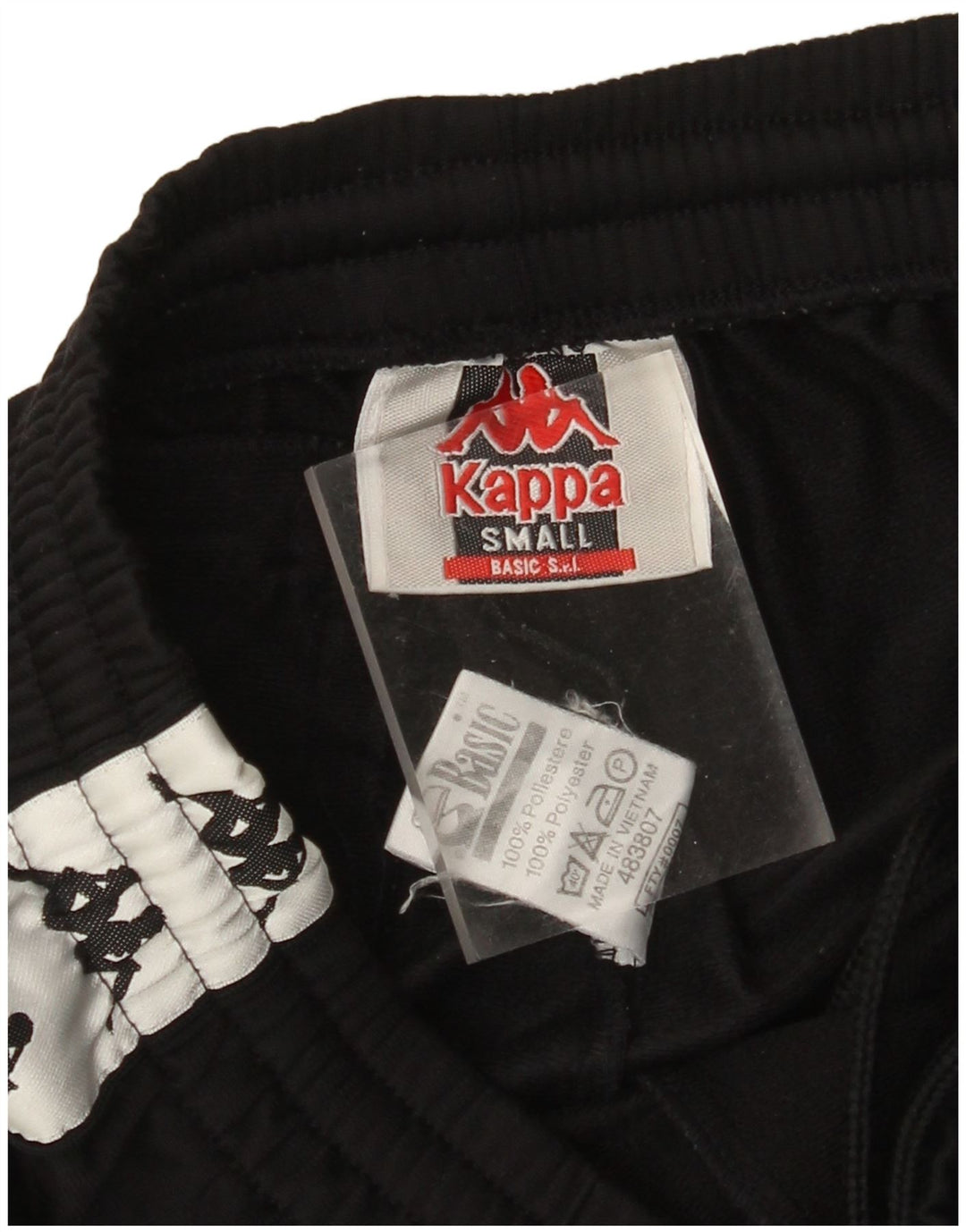 KAPPA Short de sport graphique pour homme, petit, noir, color block, polyester